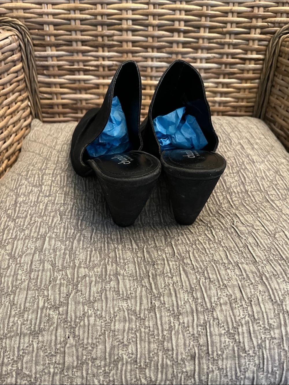 Charles David Black Suede Open-Back Mules